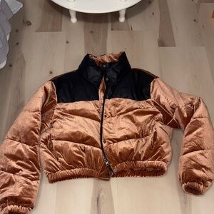 Elegant Black and Brown Women's Puffer Jacket